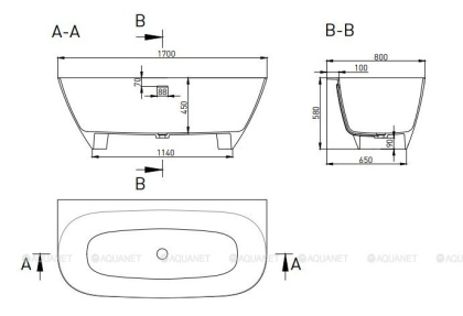 Ванна из искусственного камня Sofia Wall 170,102512G Ванна из искусственного камня Sofia Wall 170,102512G