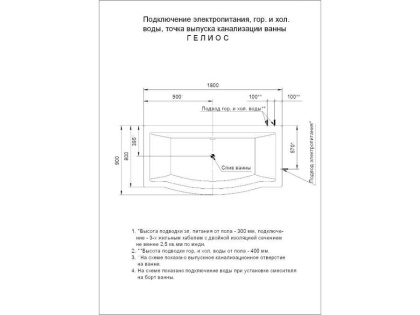 Ванна  Гелиос пустая без фр.экр.