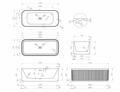 Акриловая ванна Abber 170х75 AB9411-1.7