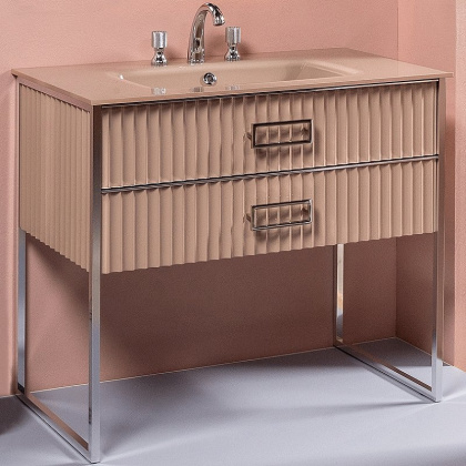 Тумба MONACO 100см h84см капучино глянец + хром под раковину моноблок 866-100-CPCR Boheme