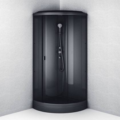 W90C-401-090BT Gem кабина душевая 90x90, 1/4 круга,  профиль Черный, стекло прозрачное