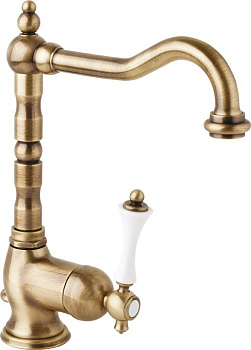 MARGOT-LSM2-03/24-N Смеситель для раковины однорычажный с донным клапаном, исполнение золото, ручка чёрная