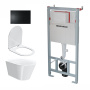 Комплект инсталляции с подвесным унитазом, черной кнопкой смыва и сиденьем Комплект инсталляции с подвесным унитазом, черной кнопкой смыва и сиденьем