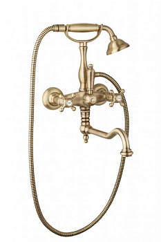 GOLF-VDF-01-M Смеситель для ванны с поворотным изливом и ручным душем Исполнение: Хром, Ручки: Хром 