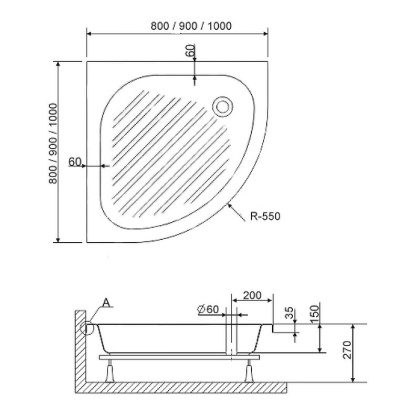 Акриловый поддон для душа RGW Acrylic BP/CL-S-A 80x80 16180488-51-A Белый