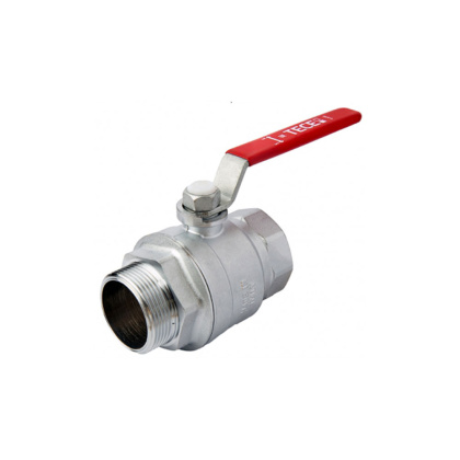 Кран шаровый полнопроходной, резьба внутр./наруж., хром., ручка -рычаг, красный, 2"