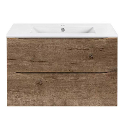 База под керамическую раковину Mia Slim 800 подвесная, 2 выкатных ящика soft close, V.Oak