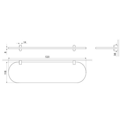 Полка стеклянная EXCELLENT 52 см Kobo (хром)