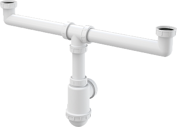 Сифон для сдвоенной мойки с накидными гайками 6/4"