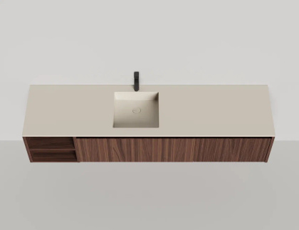 Подвесная тумба Domino 2000, шпон, с открытой полкой, под встраиваемую раковину