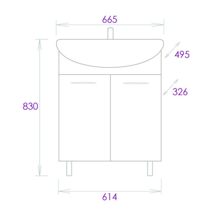 Тумба Onika Стелла 65 напольная, белая (ум. Стелла 65)