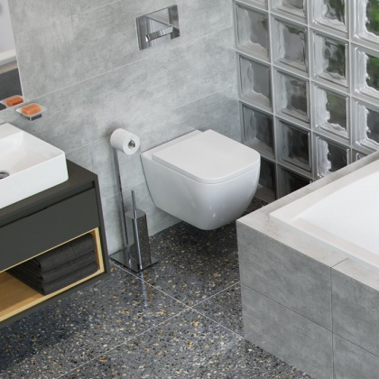 Ершик напольный с бумагодержателем EXCELLENT Riko (хром)