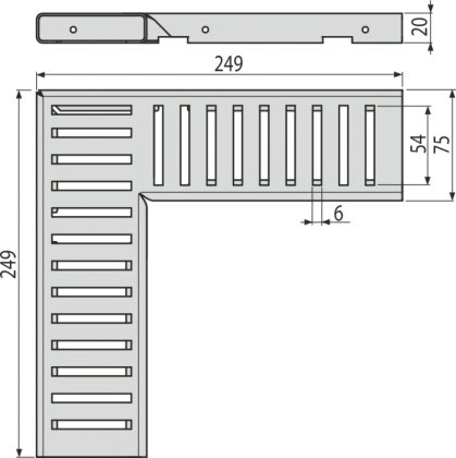 Решетка для дренажного углового желоба 75 мм, нержавеющая сталь
