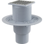 Сливной трап 105×105/50/75 мм прямой сток, решетка из нержавеющей стали, гидрозатвор мокрый
