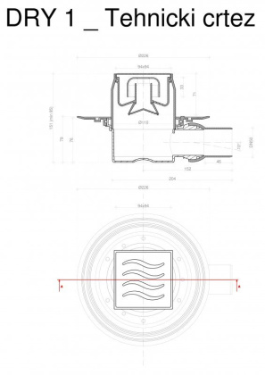 13000016 Точечный трап 100х100 мм Confluo Standard Dry 2,с сухим затвором, металл с перфорацией Tide (Волна), без рамки Исполнение: Хром 