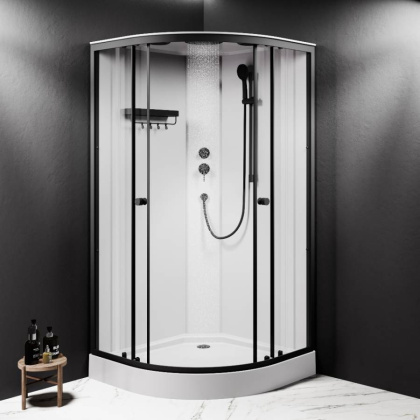 W94C-401-100BT X-Joy кабина душевая  100x100, 1/4 круга,  профиль мат.черный, стекло прозрачное