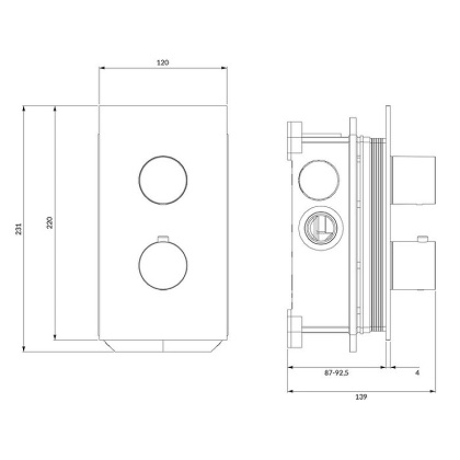 Смеситель термостатический для душа скрытого монтажа OMNIRES CONTOUR CT8036GLB (браш.золото)