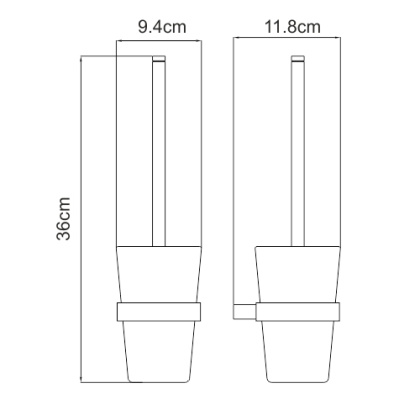 Щетка для унитаза подвесная Sauer, 9,4х36х11,8 см, цвет белый и золото, K-7927