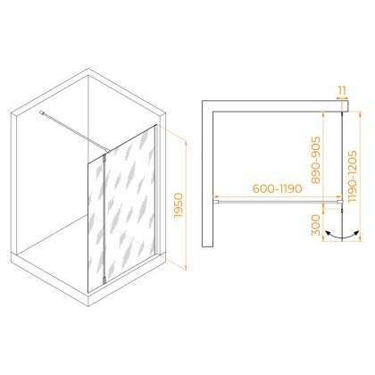 Душевая перегородка RGW WA-050 (WA-002 + Z-070), 351005093-11