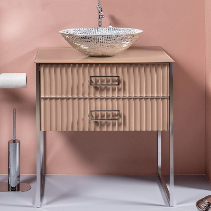 Тумба MONACO 80см h74см капучино глянец + хром под раковину чашу 867-080-CPCR Boheme