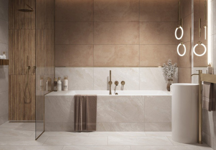 Керамогранит Meissen Keramik Harmony коричневый рельеф ректификат 44,8x89,8 A16882