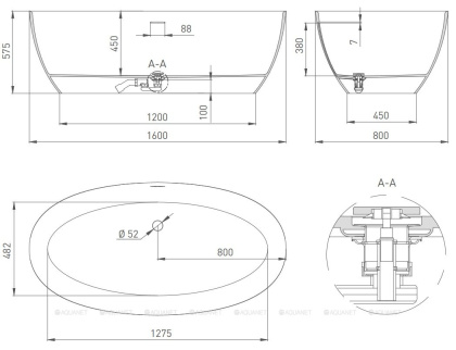 Ванна из искусственного камня ALDA Nuova 160х80,101913G Ванна из искусственного камня ALDA Nuova 160х80,101913G