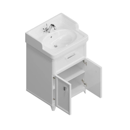 PO.M.60.1\WHT Тумба POMPEI напольная с ящиком и дверцами 60, белая глянцевая PO.M.60.1\WHT Тумба POMPEI напольная с ящиком и дверцами 60, белая глянцевая