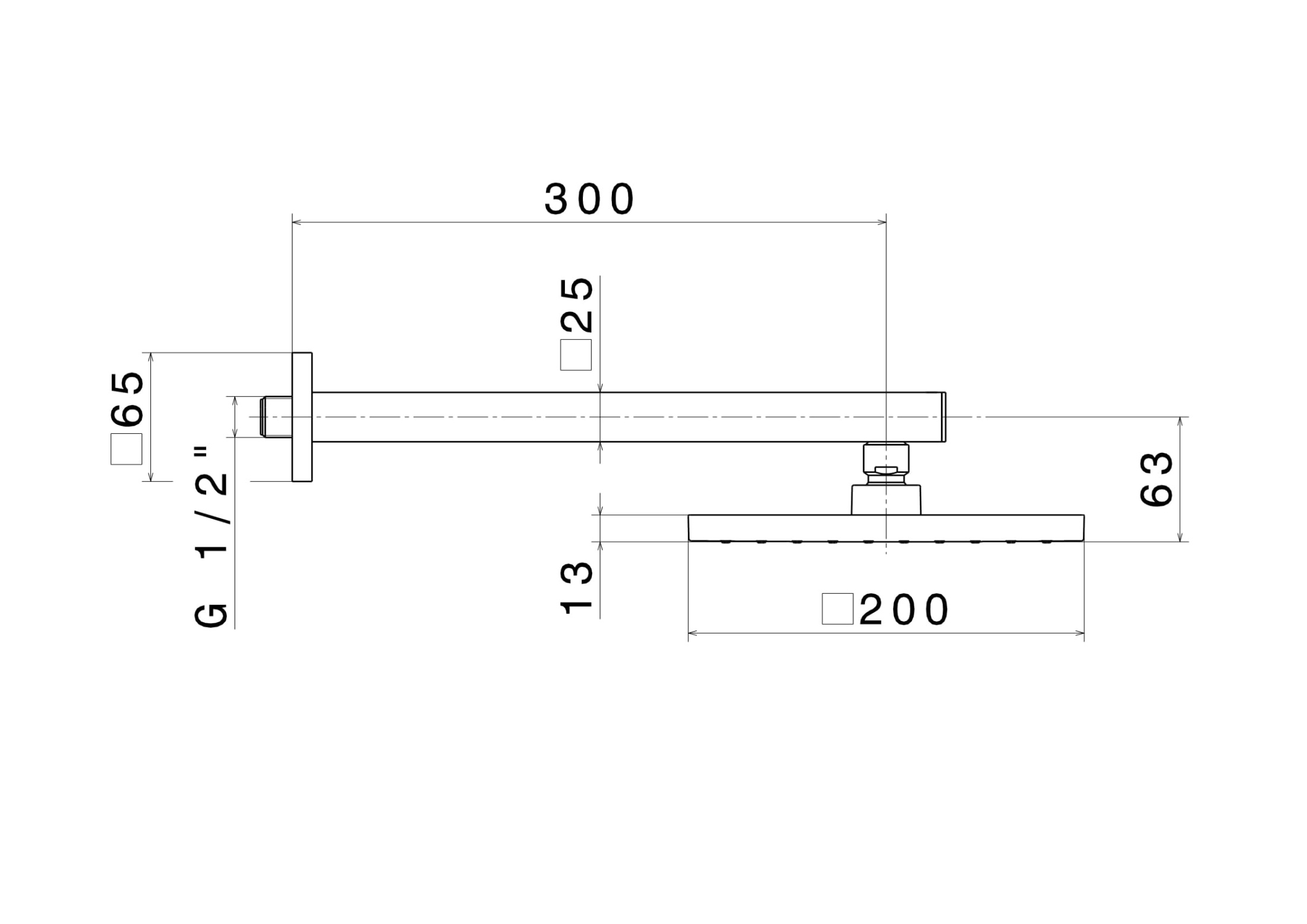 Душевая лейка FUTURA «тропический дождь» с кронштейном, хром глянец