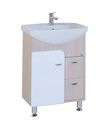 Тумба Onika Стиль 60 напольная, белая/ясень шимо (ум. Грация 60)