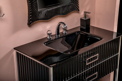 Тумба MONACO 100см h84см черная глянец + хром под раковину моноблок 866-100-BCR Boheme