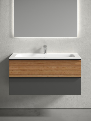 Тумба подвесная SANCOS Delta 995х445х500, c двумя ящиками оснащенными доводчиками, дуб красный/графит , арт. DL100GR