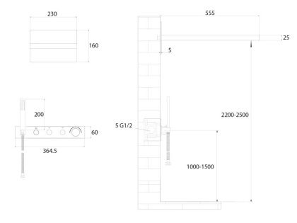 Душевая система ABBER Rund AF8752B скрытого монтажа без излива, термостат, черная матовая