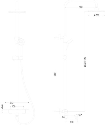Душевая стойка Creto Element 2.0-TDCB-CR хром глянец