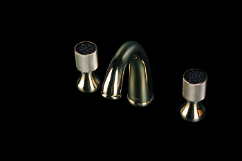 Смеситель для раковины на 3 отверстия ROYAL CRYSTAL BLACK, золото_Комплект Смеситель для раковины на 3 отверстия ROYAL CRYSTAL BLACK, золото_Комплект