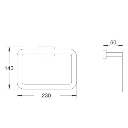 Полотенцедержатель в форме полукольца удлиненный, SG5606T Shevanik, Оружейная сталь