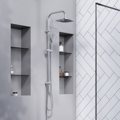 931000000 Eclipse, душ. система: верхний душ 220мм, ручн.душ 3 ф-ии 120 мм, штанга 1010 мм, Хром