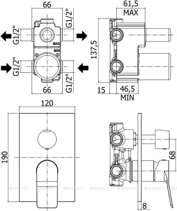 Смеситель для душа Paffoni Tilt TI018CR (с внутренней частью)