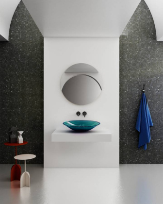 Раковина накладная прозрачная ABBER Kristall AT2812Aquamarin бирюзовая Раковина накладная прозрачная ABBER Kristall AT2812Aquamarin бирюзовая