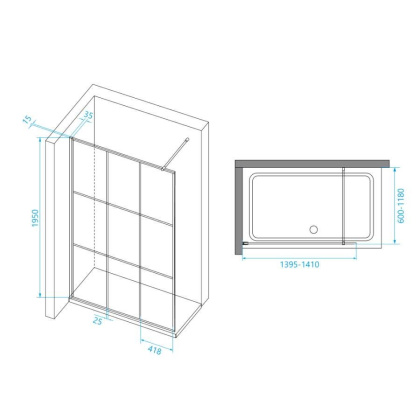 Душевая перегородка RGW Walk In WA-111B 140 411011114-84 профиль Черный стекло прозрачное