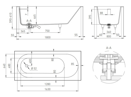 Ванна из искусственного камня ORNELLA_KIT 180,102422M Ванна из искусственного камня ORNELLA_KIT 180,102422M