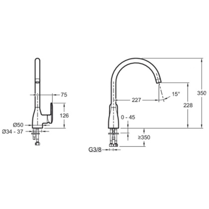 Смеситель Jacob Delafon Kumin E99477-CP для кухонной мойки, шт