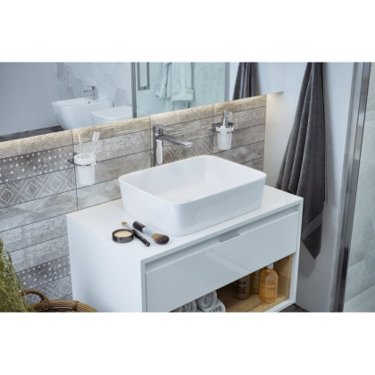 Тумба под накладную раковину EXCELLENT Tuto 80 см (белый/белый), 1 ящик