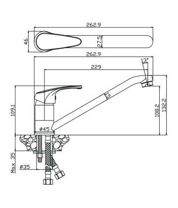 Смеситель д/кухни АVILA,  арт. 02400AV