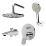 Набор: Смеситель Для ванны и душа, верхний душ с держателем, душевой набор и излив на ванну FB85A10020 X-Joy