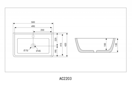 Раковина накладная ABBER Rechteck AC2203MB черная матовая Раковина накладная ABBER Rechteck AC2203MB черная матовая