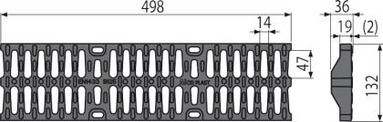 Pешетка для дренажного канала AVZ104, композитная B125