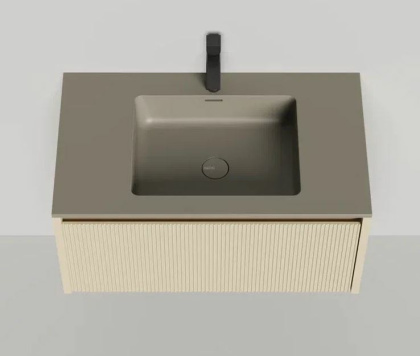 Подвесная тумба Domino 800, эмаль, Onda Plus, фрезерованный фасад