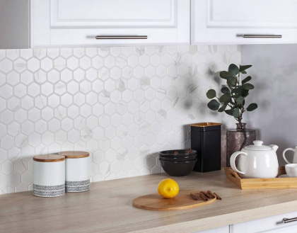 Керамическая мозаика, Hexagon Small Carrara Matt 51x59, Geometry Керамическая мозаика, Hexagon Small Carrara Matt 51x59, Geometry