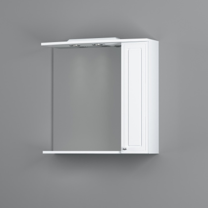 Зеркальный шкаф Palace One с подсветкой правый, 75х75х19 см, белый, M41MPR0751WG