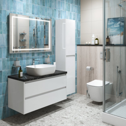 Тумба с раковиной подвесная BelBagno KRAFT 100 Rovere Nebrasca Nature, раковина белая Тумба с раковиной подвесная BelBagno KRAFT 100 Rovere Nebrasca Nature, раковина белая